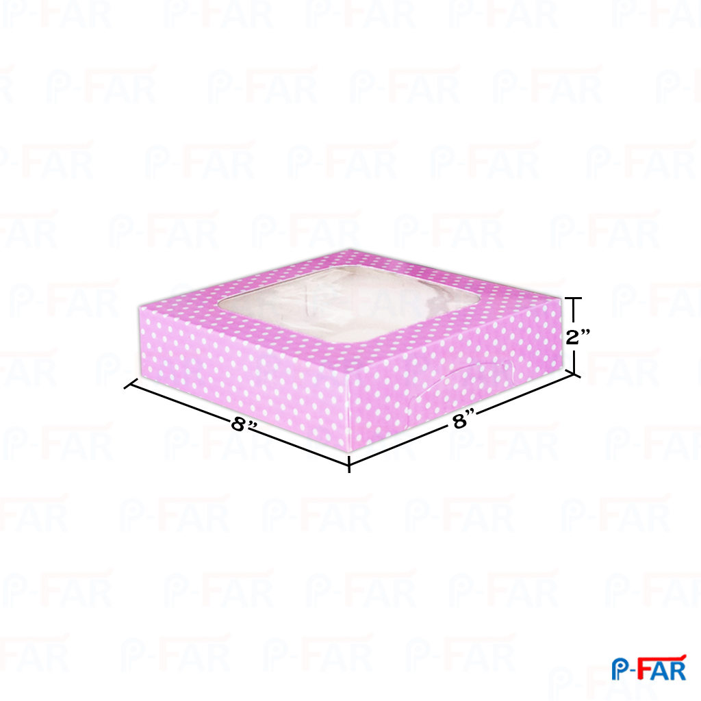 กล่อง แฮนเมดเค้ก  1 ปอนด์  &quot;&quot;สีชมพู จุด &quot;&quot; เจาะ เตี้ย (กล่องบราวนี่)