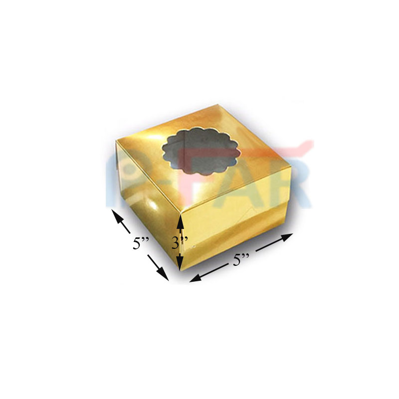 กล่องแม็ค 5x5x3นิ้ว &quot;บรอนซ์ทอง&quot;เจาะ สูง