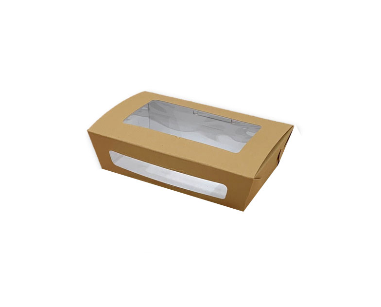 กล่องอาหารแฮนเมดเบอร์ 15 วอลนัท มีหน้าต่าง ด้านในขาว (10x16x5 cm.)