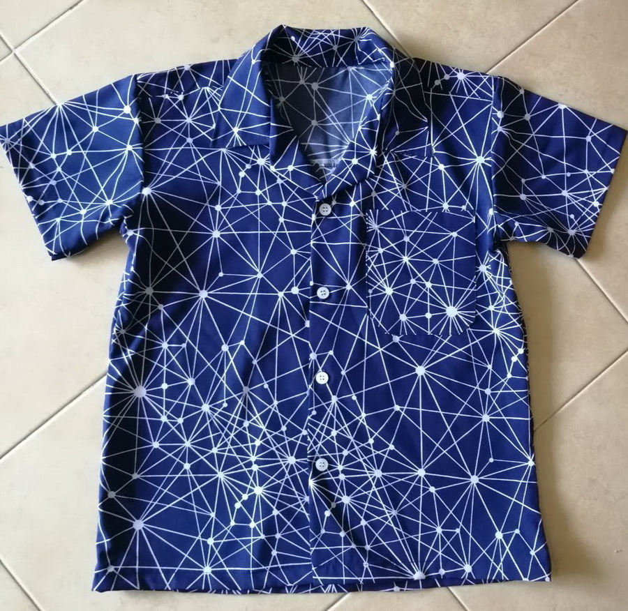 เสื้อฮาวายเด็กลายจักรวาลสีกรมท่า